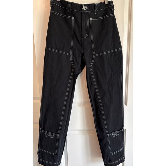 Liquid Lagoon Black Denim Skater Work Pants 33x32 Utility Cargo Style - Picture 3 of 8